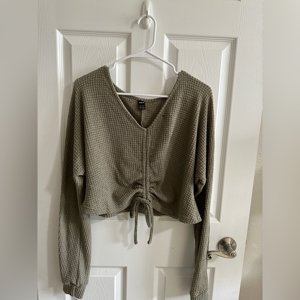 Olive green cinch crop top